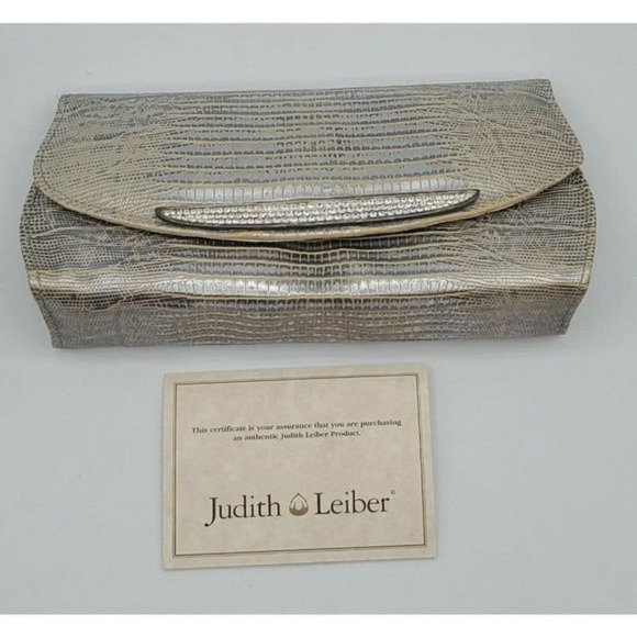 Vintage Judith Leiber Metallic Lizard Crystal Grannycore Eyeglass Case - Picture 1 of 8